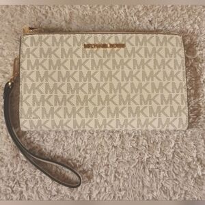MICHAEL KORS DOUBLE ZIP LEATHER WALLET